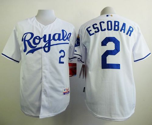 Royals #2 Alcides Escobar White Cool Base Stitched MLB Jersey